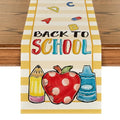 School Spirit Pencils Table Runner - First Day of School Classroom Decor 13x72 Inch