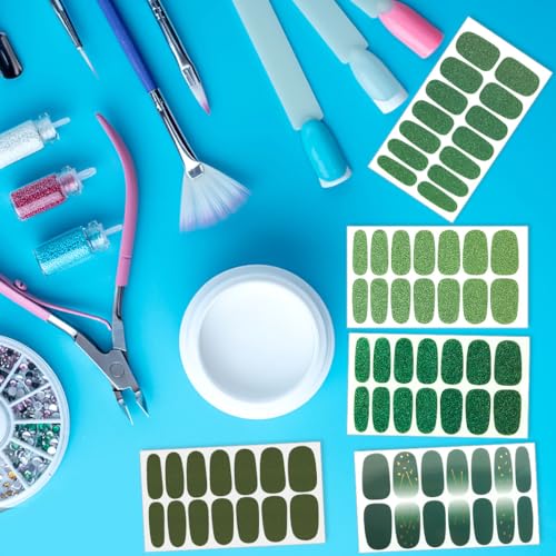 Green Solid Color Nail Polish Strips for St. Patrick's Day - Self-Adhesive Full Nail Wraps - 20 Sheets - Variation: St. Patrick's Day-1