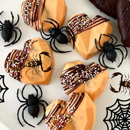 Halloween Silicone Mold Set for Cake Decorating - Spider Web, Skeleton Hand, Bat Wings, Spider Designs