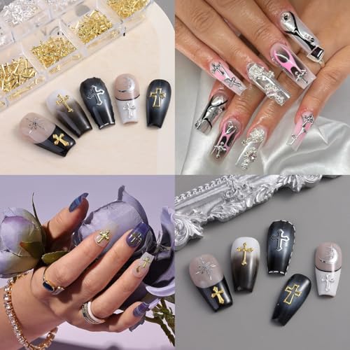 Gold Silver Cross Nail Charms 3D Cross Pendant for Nail Art & Decor (Variation of THIS listing)