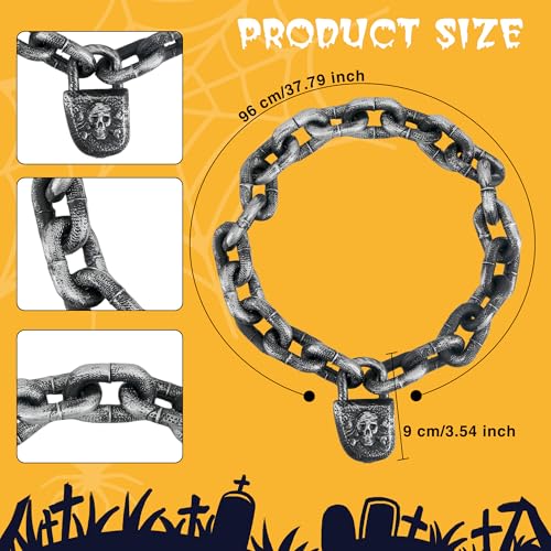 Halloween Prison Chain Props with Lock - 3 Pack Fake Plastic Chains for Haunted House & Costume