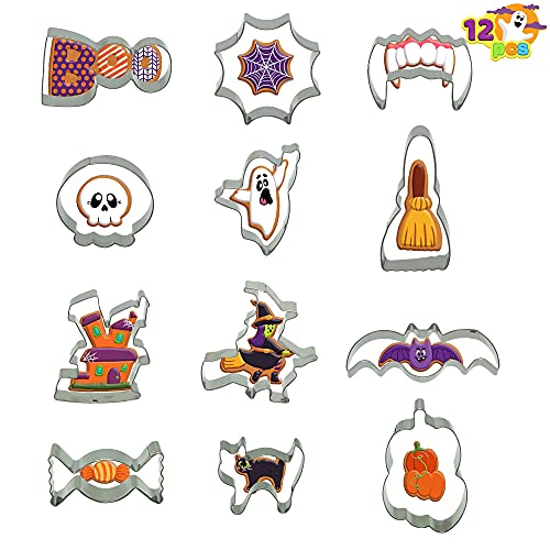 Halloween Cookie Cutter Set - 12 Stainless Steel Shapes for Baking & Decorating