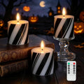 Halloween Flameless Candles with Real Wax & Timer - Black Stripes 3x3 Inch