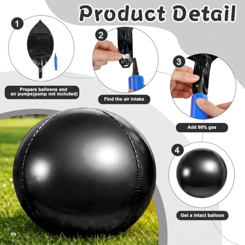 Black Metallic Party Balloons Set - Giant Mirror Foil Balloon Assortment - 6 Sizes - Variation of THIS listing