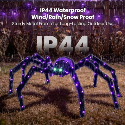 4.2FT Giant Spider Halloween Outdoor Decoration with 90 LED Lights and Ground Stakes
