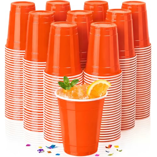 Orange Disposable Plastic Cups - 200 Count 12oz Bulk Party Drinkware - Variation of THIS listing