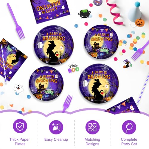 Purple Halloween Baby Shower Decorations Kit - 286Pcs Baby Is Brewing Theme