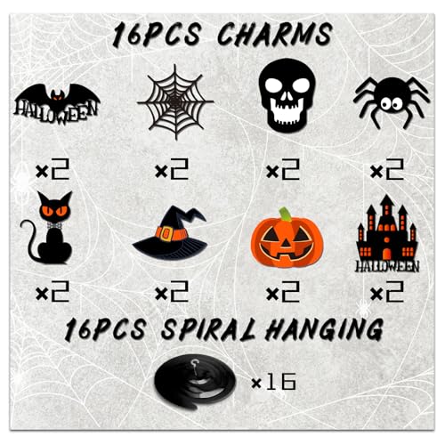 Halloween Swirl Spider Pumpkin Hanging Decorations Set - Large, Reusable Spooky Party Decor