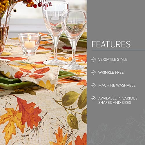 Autumn Leaves Fall Printed Tablecloth 60x144 Inches - Set of 1, Multicolor
