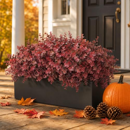 Fall Artificial Boxwood Plants Fake Greenery for Outdoor Decoration - Brown Variation