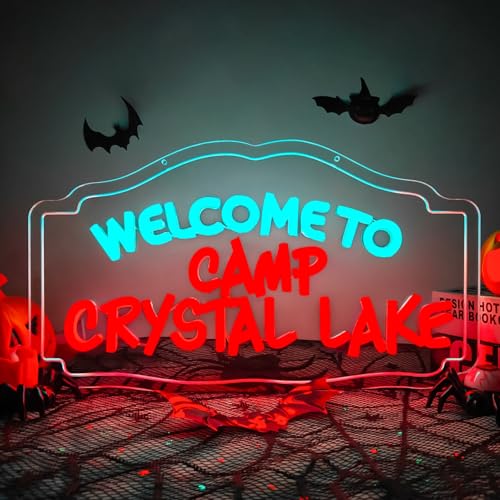 Neon Sign for Wall Decor Horror Movie Halloween Room Party - Crystal Lake Design