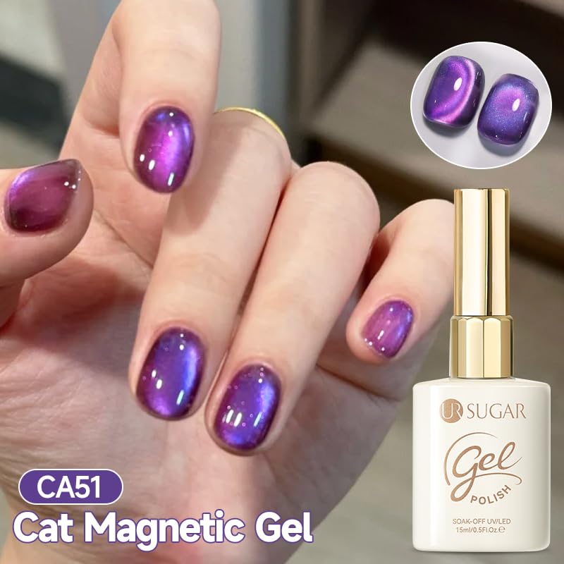 UR SUGAR 15ML Glass Cat Magnetic Eye Gel Nail Polish - Dark Purple