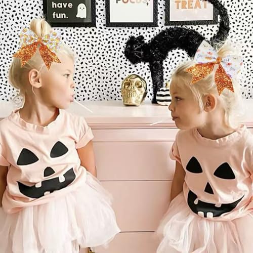 Halloween Glitter Candy Corn Hair Bow Clips for Women Girls - Variation B