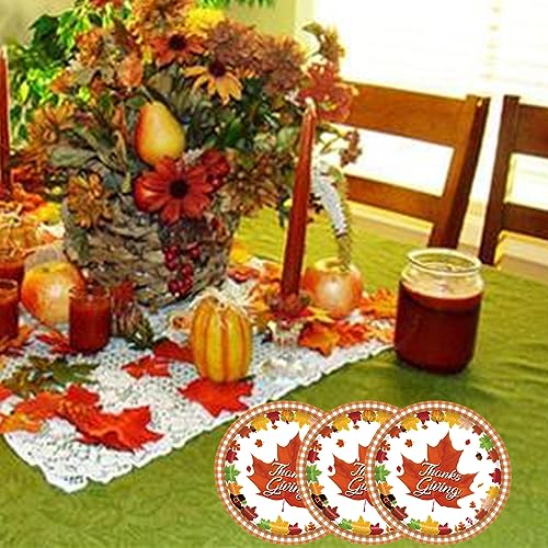 Thanksgiving Maple Leaf Disposable Paper Plates 7-inch Fall Harvest Dinnerware Set of 24