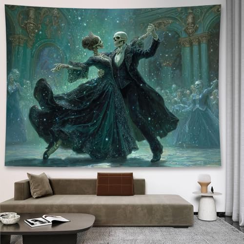 Skeleton Dancer Gothic Tapestry Wall Hanging - Personalized Background, 78.7 x 59.1 Inches