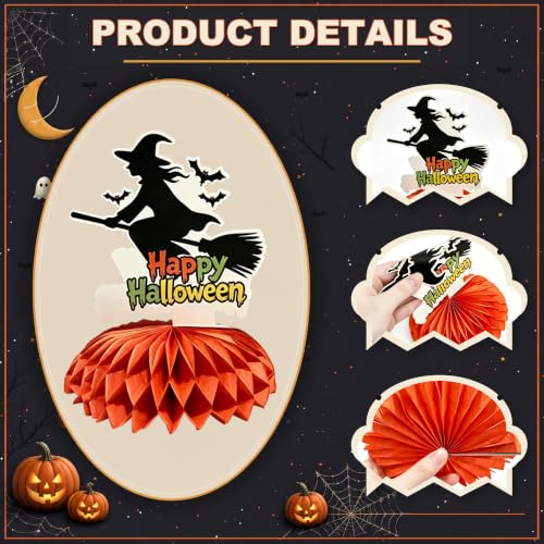 Halloween Honeycomb Centerpieces Set - 9 Festive Table Decorations
