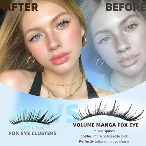 D-Spiky Fox Eye Lash Clusters - Wispy Manga Cat Eye Extensions