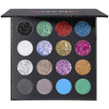 Glitter Eyeshadow Makeup Palette - 12 Chunky & Fine Pressed Glitter & Eye Shadows - Variation B