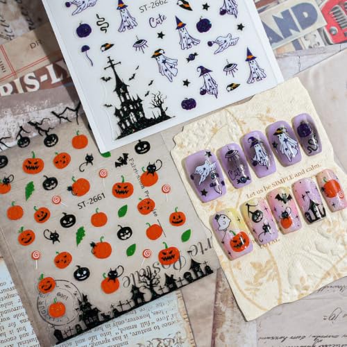 Halloween Nail Stickers Set - Pumpkin Ghost Skull 12 Sheets - Style-01