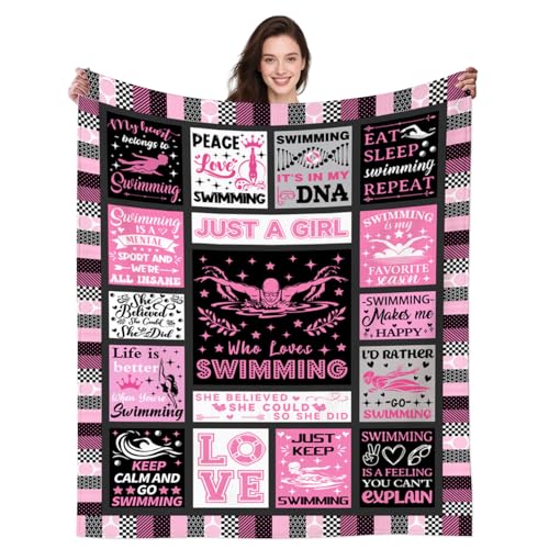 Swimming Blanket for Girls Women Kids Teens - 60x50 Plush Throw Gift