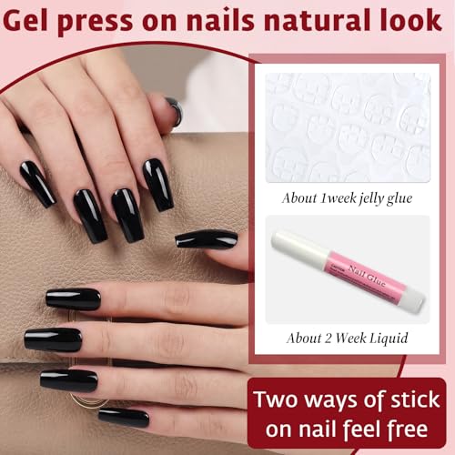 Black Square Press On Nails Medium 120Pcs - Reusable & Long-lasting