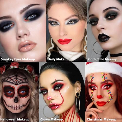 Afflano Red Eyeshadow Palette - Gothic Black & Red Makeup, Metallic & Glitter Shades