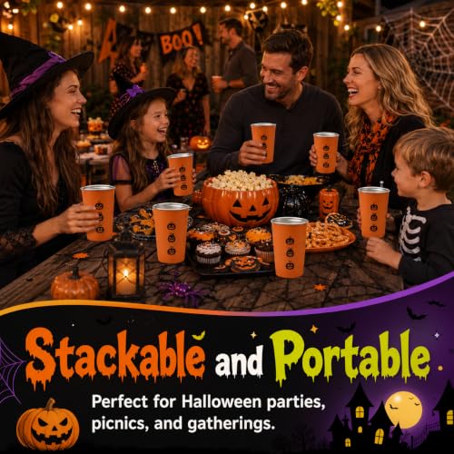 Halloween Stainless Steel Cups 10 Pack - Orange Party Drinkware for Kids & Adults