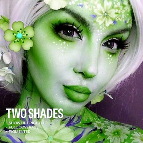 Dark Green & Light Green Face Body Paint Set - Matte Finish Halloween Cosplay