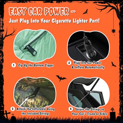 3.8Ft Inflatable Dinosaur Halloween Yard Decoration with LED Eyes & Candy Pocket
