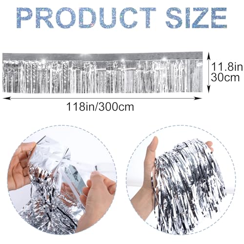 Silver Foil Fringe Garland Pack for Party Decorations - 30 Feet