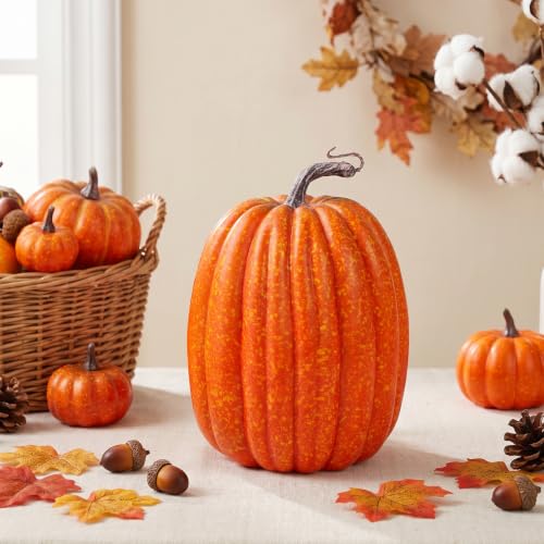 Large Artificial Pumpkin Set - Faux Autumn Decor for Halloween Thanksgiving Christmas