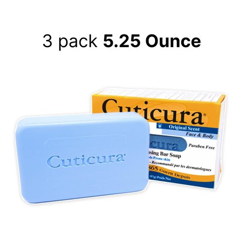 Cuticura Official Deep Cleansing Face and Body Soap - 5.25 oz (Pack of 3)