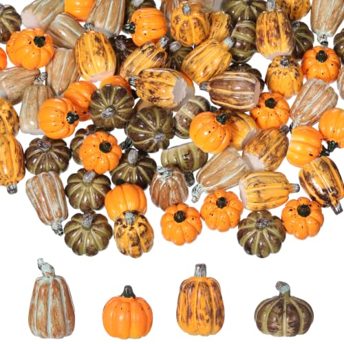 Fall Mix Mini Pumpkins Set - 80 Resin Decorations for Thanksgiving & Fall Crafts