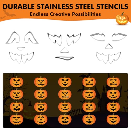Halloween Pumpkin Carving Kit with 24 Stencils and 3 Tools - Stainless Steel
