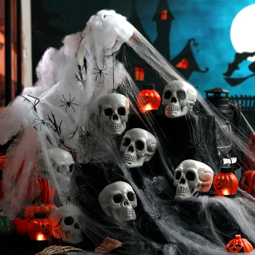 Skull Halloween Hanging Tree Ornaments - 12 Pieces, 4.3 x 4.3 x 3.15 Inches
