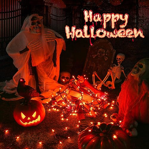 Halloween Orange String Lights - 12.5ft 50 LED Incandescent Bulb Lights - Connectable Indoor Outdoor