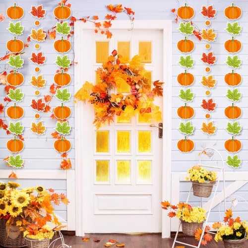 Fall Party Hanging Decorations Maple Leaf & Pumpkin Garland - Fall Color Variation