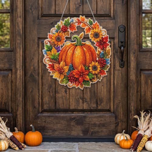 Autumn Pumpkin Diamond Art Kit - DIY Rhinestone Suncatcher for Fall Decor