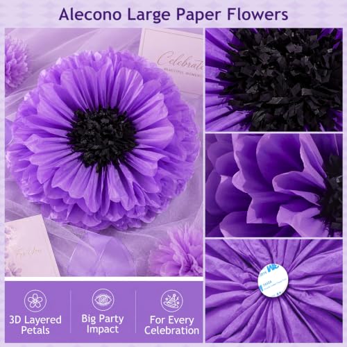 Alecono 9 Pcs Giant Paper Flowers Decorations for Wall (24", 20", 14")