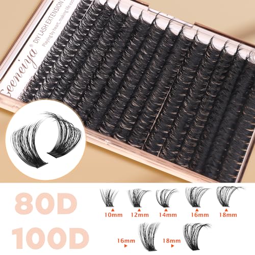 D Curl Lash Clusters Kit for DIY Eyelash Extensions 10-18mm - 300 Pcs with Bond, Seal & Tweezers