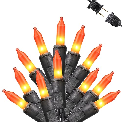 Halloween Orange String Lights - 12.5ft 50 LED Incandescent Bulb Lights - Connectable Indoor Outdoor