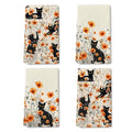 Black Cat Kitchen Towels Set of 4 - 16x24 Orange Floral Hand & Tea Towels