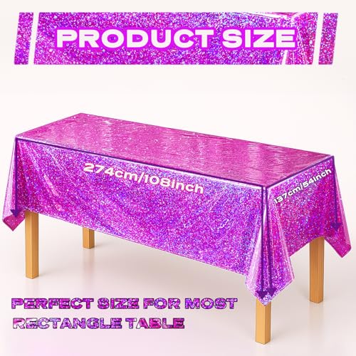 Pink Purple Iridescent Plastic Tablecloth 54x108 Inches - 4 Pack Party Decor