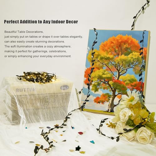 Black Leaves String Lights 6.56ft 20 LED Battery Operated - 2 Pack