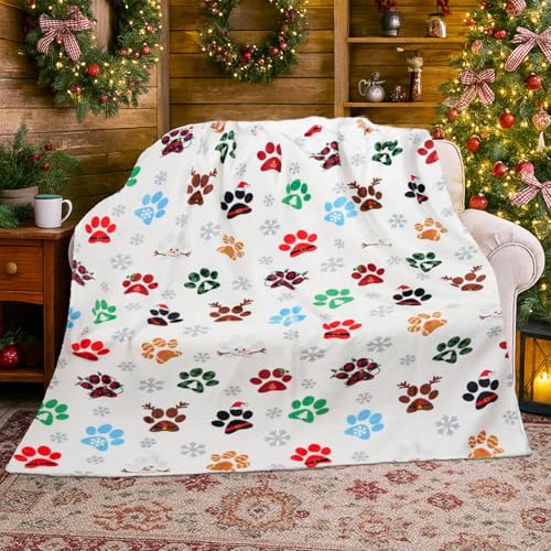 Christmas Dog Blanket 50x60 Inch Cozy Winter Throw for Sofa Couch Bed