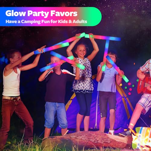 58 PCS LED Foam Glow Sticks Bulk - Colorful Flashing Neon Party Favors for Birthday Wedding Carnival