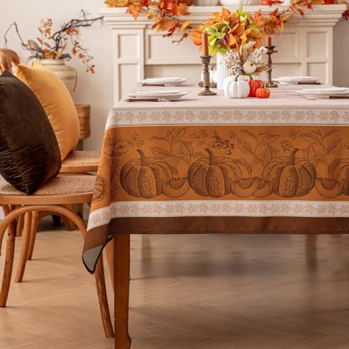 Romanstile Fall Thanksgiving Rectangle Tablecloth 60 x 120 Inch - Pumpkin Harvest Design - Linepumpkin Variation