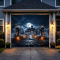 Halloween Castle Garage Door Cover Banner 8x7FT Haunted Mansion Backdrop Outdoor Halloween Decor
