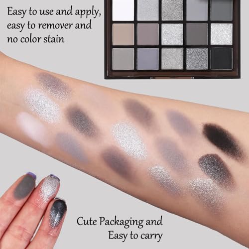 Black Smoky Eyeshadow Palette - 15 Matte Shimmer Colors with Brushes