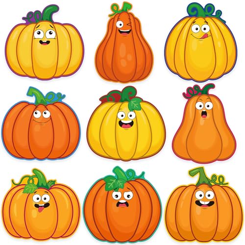 Fall Pumpkin Cutouts Decorations for Classroom & Party - Face Variation - 45 Pcs